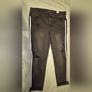 one 5 one Black Ankle Jeans with White Stripes